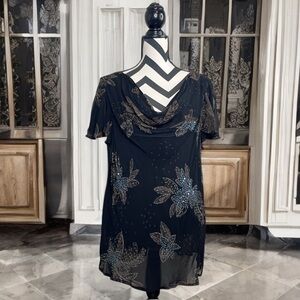 Vintage Beaded Whimsigoth Y2k Dark Floral Sz 22WP Whimsical Evening Blouse